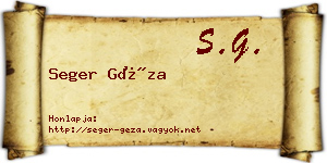 Seger Géza névjegykártya